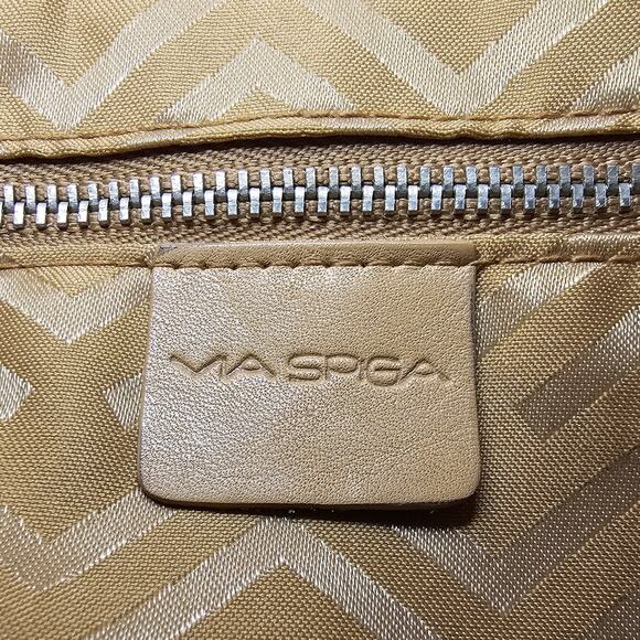 Via Spiga Leather Tan & White Baguette Purse - Picture 11 of 11